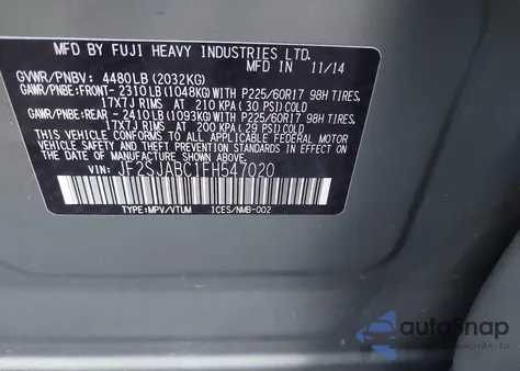 2015 Subaru Forester 2.5I from USA, damaged, VIN JF2SJABC1FH547020